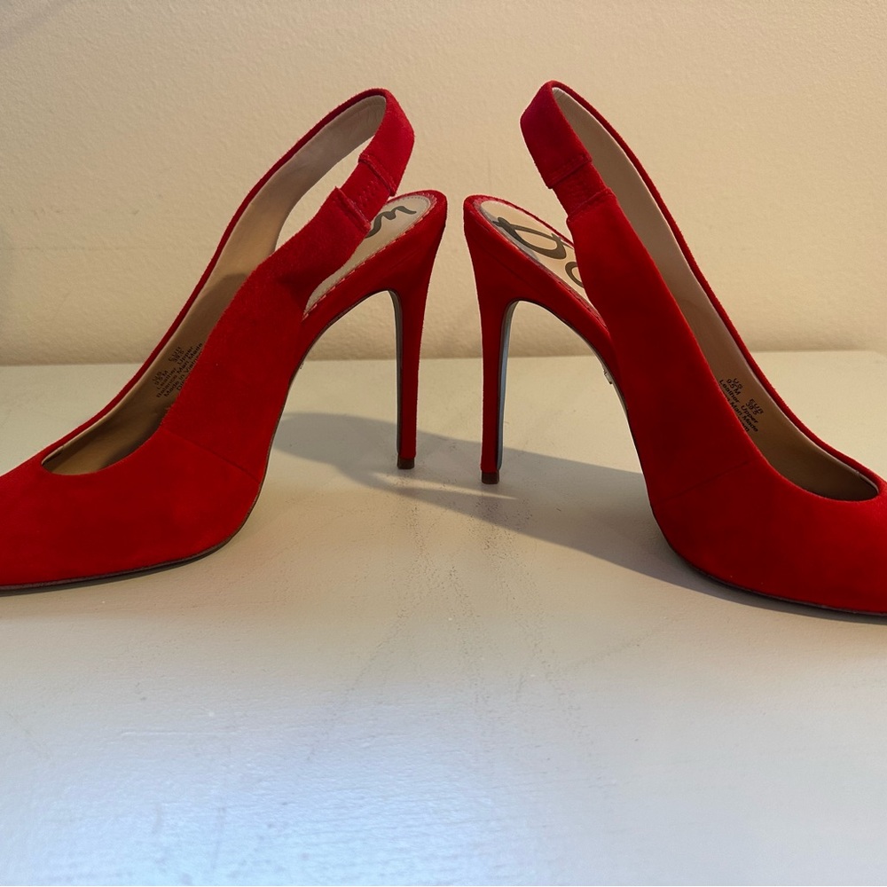 Sam Edelman red suede slingback heels (4 inches)
